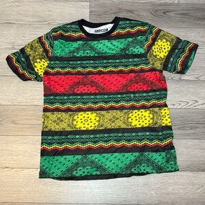 Mecca Rasta Print Graphic Tee Mens Size M Reggae Hip Hop Streetwear Shirt